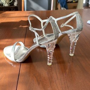 Shoes ”Glittony strap heels. Silver sparkle. Size 9.5. Never worn.